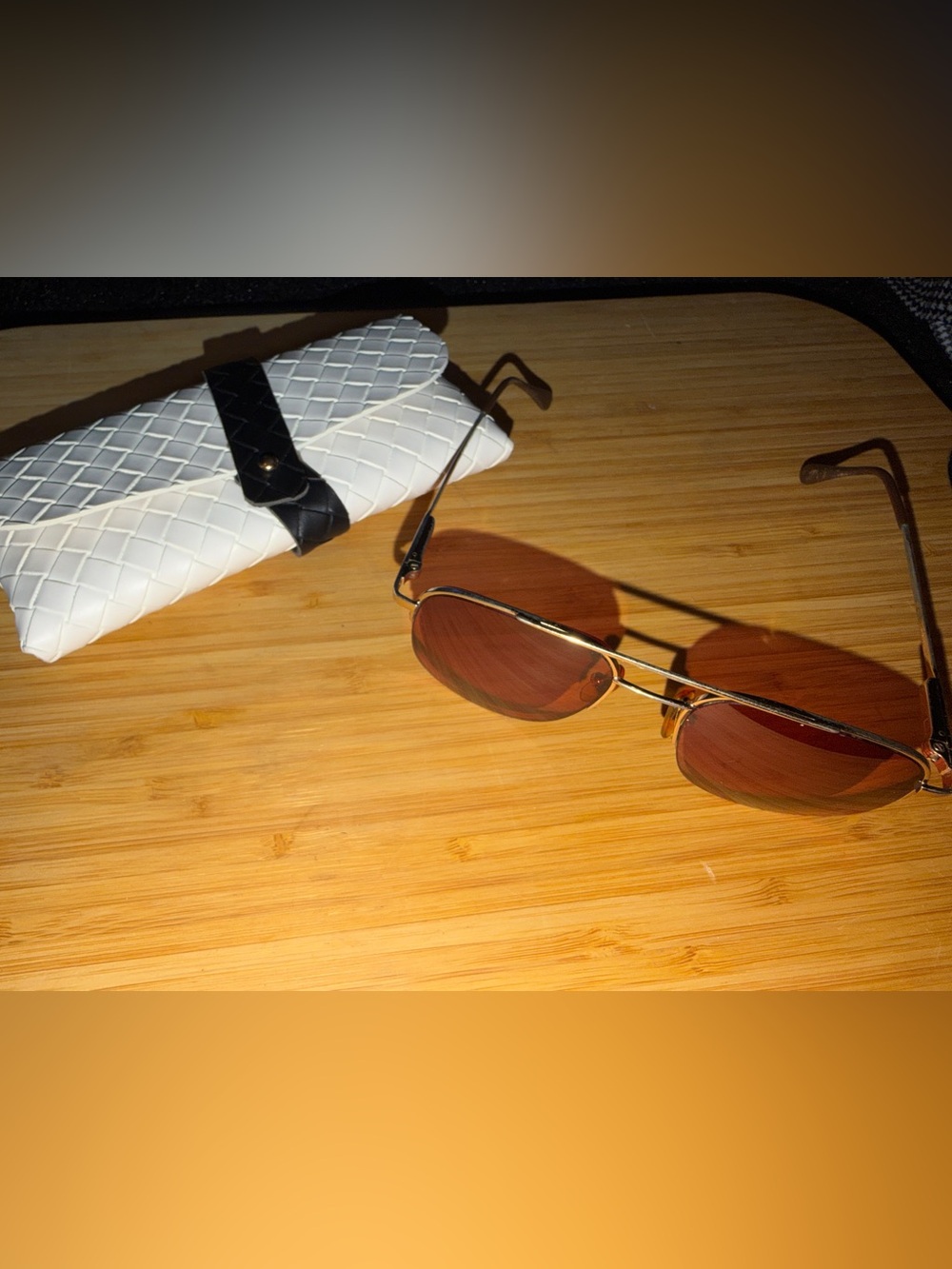 Van Heusen Gold Metal Aviator Sunglasses with Textured Case